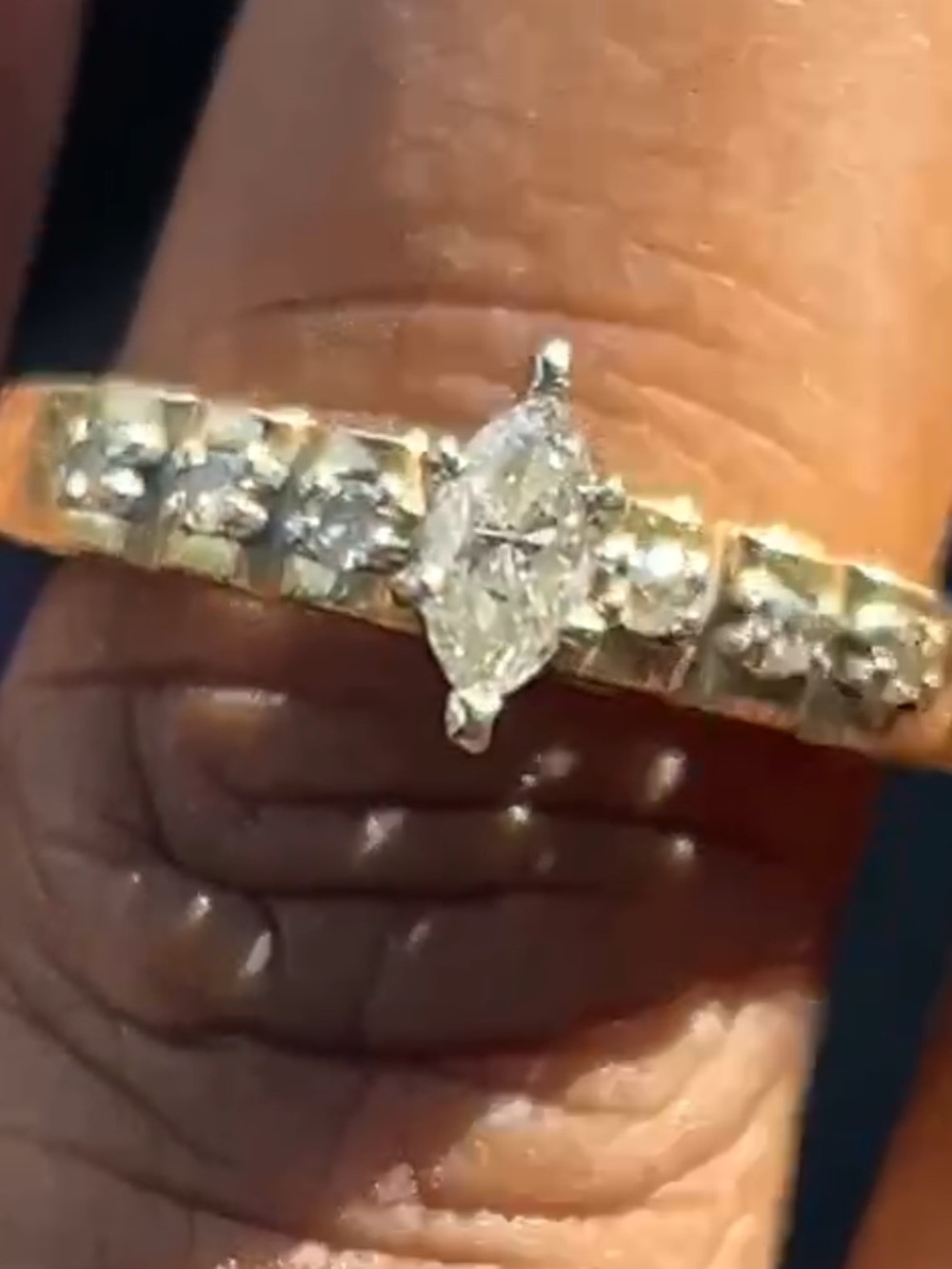 14K Yellow Gold Marquise Cut Natural Diamond Ring – 3.77g Size 7 - Picture 15 of 17